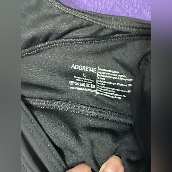 Adore me Alaine Contour Black One-Shoulder Swimsuit‎ size large - Picture 5 of 13